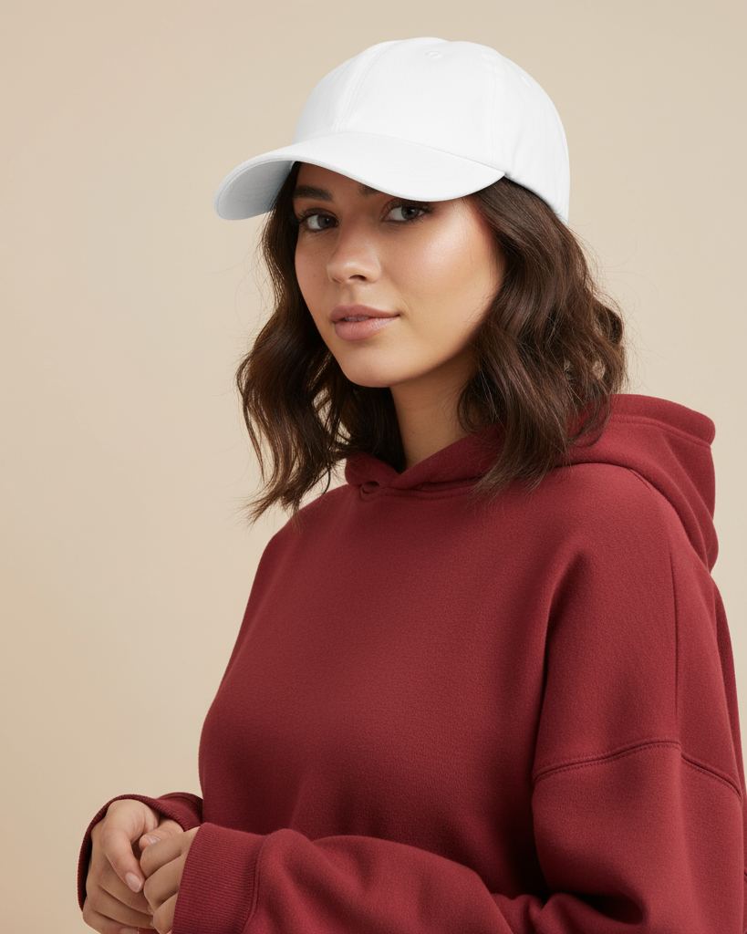 White Dad Hat – Clean Adjustable Cap for Custom Branding