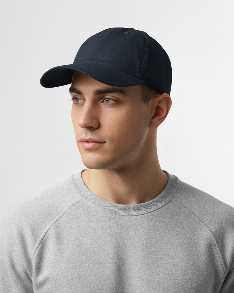Navy Curved Structured Hat – Premium Curved Brim Cap for Embroidery