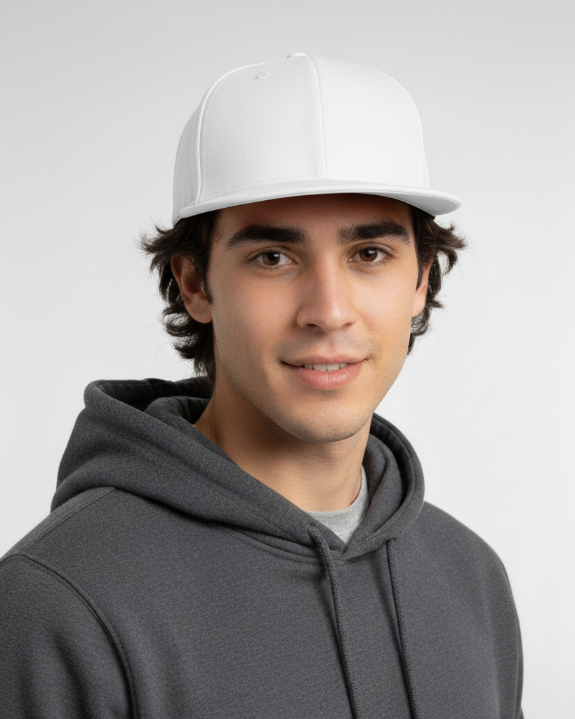 White Flat Bill Hat – Clean Structured Snapback for Custom Branding