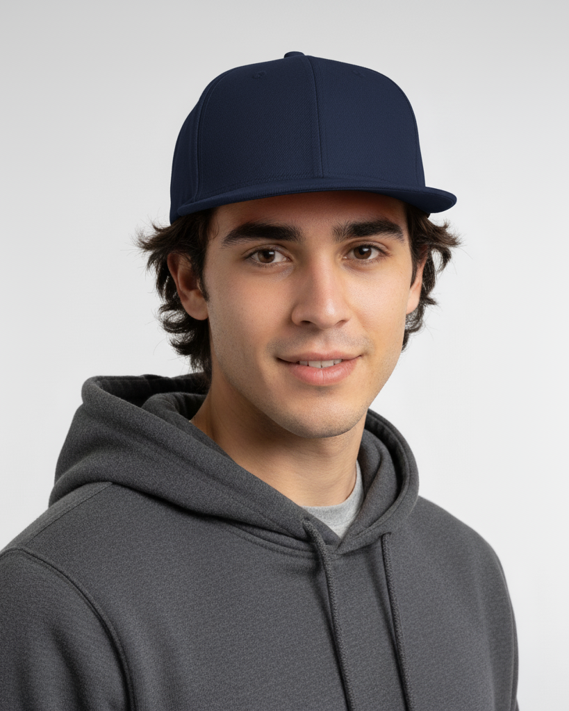 Navy Flat Bill Hat – Premium Structured Snapback for Embroidery