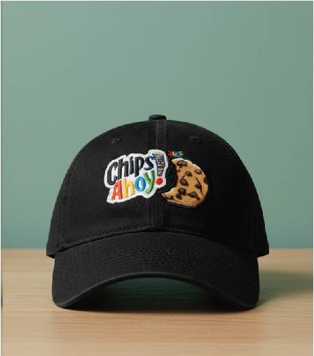 Black unstructured Dad hat featuring the colorful 'Chips Ahoy!' logo patch.